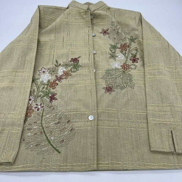 Orvis Silk Floral Button Up Blazer Jacket High Collar Women’s Small - Picture 1 of 6